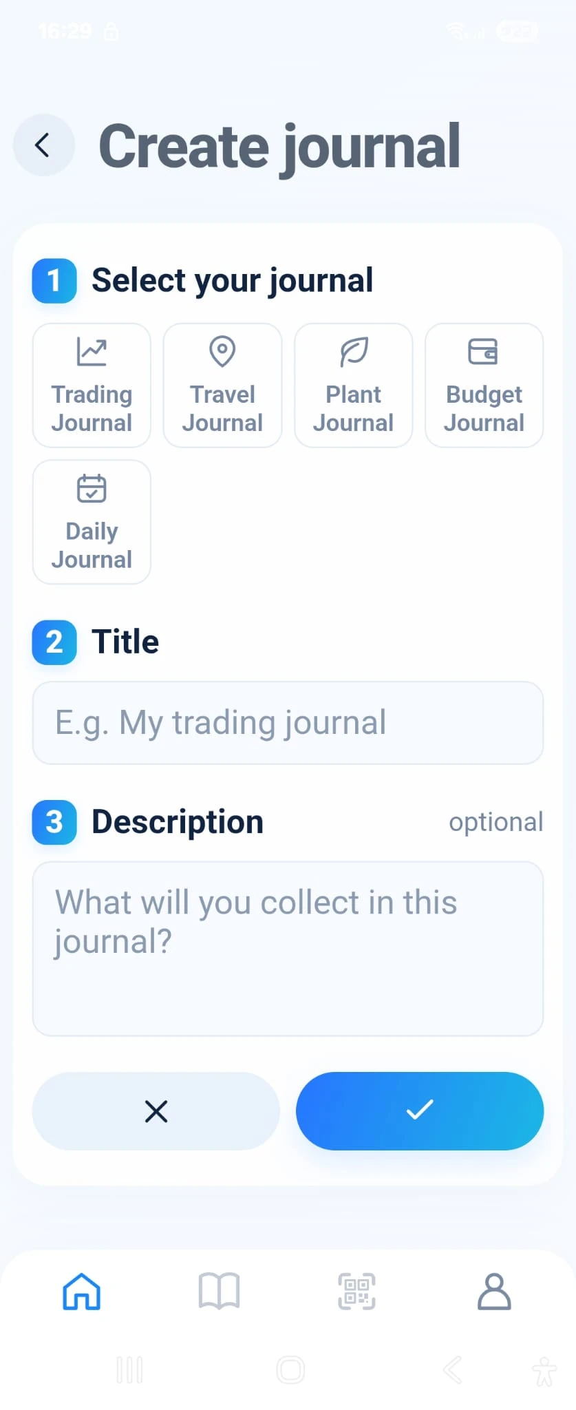 Creazione di un nuovo diario